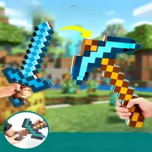 마인크래프트 다이아몬드 곡괭이 발광 검 무기  LED 놀이 장난감  남아 피규어