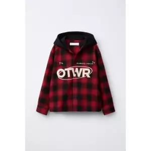 국내배송 ZARA 자라 주니어 키즈 후드 체크 오버셔츠 레드 3183610600 1714810