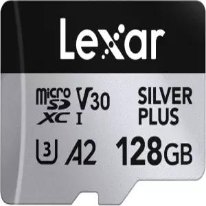 최대 205MB/s의 Lexar 128GB 실버 플러스 마이크로 SD 카드 어댑터 포함 MicroSDXC UHS-I 플래시 메모리
