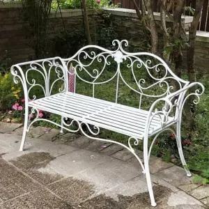 철제벤치 카페 인테리어 하얀색 2인용 의자 공원 엔틱 야외