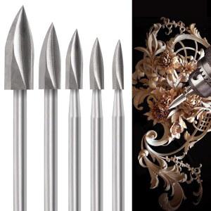 회전 도구용 목각 도구, 5개의 PCS HSS 목공 도구 조각 드릴 비트 세트 목공예 연삭 DIY 드릴링 마이크로 조각을 위한 범용 1/8 u201D 생크