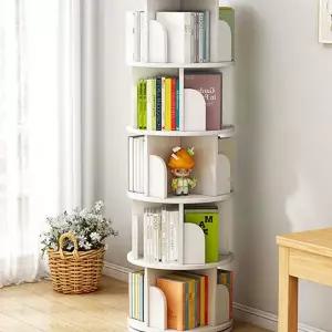 원형 책장 원목 공간활용 다용도 회전 책장 책꽂이 5단 선반