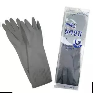 주방장갑 마미손 라텍스 목긴 작업용 주방용 고무장갑 대 회색