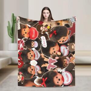 귀여운 몬치치 담요 고성능 슈퍼 소프트 침구 겨울 소녀 야외 패턴 침대보