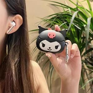 산리오 쿠로미 이어폰 케이스 삼성 갤럭시 버즈 3 프로 / 3 Fe 소프트 실리콘 무선 이어폰 충전 케이스 보