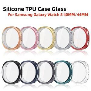삼성 갤럭시 워치 8 40MM 44MM용 소프트 TPU 케이스 글래스, 스크린 시계줄 전체 범퍼 워치8 쉘 프레임 보호 커버