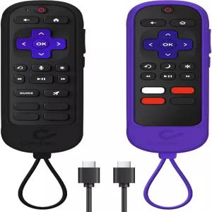 [2팩] Roku Ultra 2024 / 음성 리모컨 프로 (2판) 및 충전식 RCB1R (블랙 + 퍼플)과 호환되는 클라이머