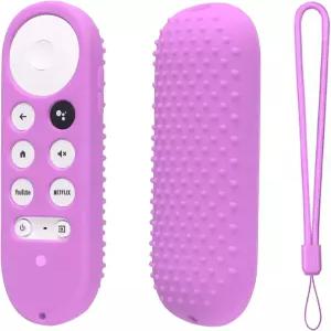 2020 크롬캐스트 음성 리모컨용 구글 TV 리모컨 보호 커버가 있는 크롬캐스트용 실리콘 케이스(라벤더