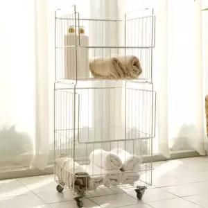 리빙제이 올스텐 304 빨래바구니 2단 2단, (1개)