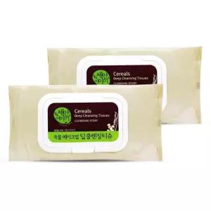 과일나라 곡물 메이크업 딥 메이크업 클렌징 티슈 100매 2개