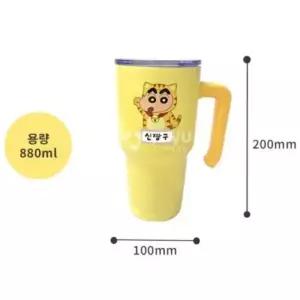 ( )캠핑 물통 짱구 880ml 손잡이 뚜껑 중등 텀블러 물병 사무실 스텐 1P 초등 스포츠물병