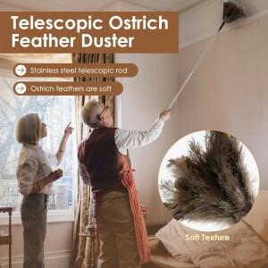 확장 가능한 타조 깃털 먼지떨이 스테인리스 스틸 스텐 긴 손잡이 브러시 가정용 호환 가구 먼지 청소 도구