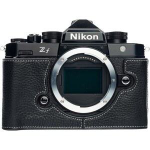 [미국배송] BMAOLONGB ZF 카메라 케이스 수제 정품 리얼 가죽 하프 케이스 가방 커버 니콘 하단 개방 버전 + 핸드 스트랩(블랙)