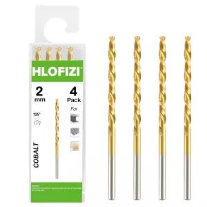 HLOFIZI 2mm M42 8 코발트 드릴 비트(4팩) 경질 금속 스테인리스 스틸 및 주철용 메트릭 티타늄 트위스트