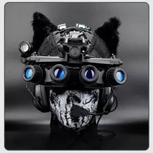 야간투시경 스코프 4안 모형 훈련용 작전 헬멧 군인 쌍안경 세트 밀리터리