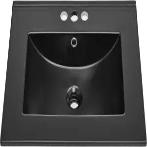 매트 블랙에 세 개의 구멍이 있는 24인치 세라믹 배니티 탑