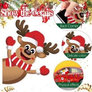 새해 자동차 장식 전구 자석 스티커 데칼 크리스마스 엘크 눈사람 냉장고