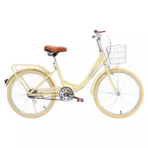 생활자전거 피크닉 등교 숙녀용 옐로우 산책 24인치 빈티지 통학