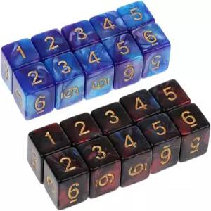 요오판돌 20피스 다면체 주사위 세트 D6 16mm 아크릴 6면 게임 던전 앤 드래곤 RPG MTG DND 테이블 (블루