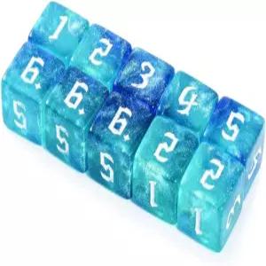 요오판돌 10피스 다면체 D6 주사위 16mm 아크릴 더블 컬러 6면 게임 RPG MTG DND 테이블 게임용 (블루