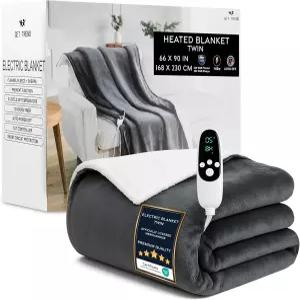 온열 담요 전기 고급 플리스 트윈 9가지 열 설정 및 12시간 자동 차단 할머니 할아버지 시니어를 위한 선물