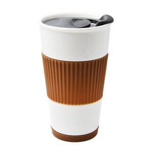 UDMG 세라믹 컵, fl.oz(커피) 10 단열 세라믹 커피컵, 실리콘 슬리브 포함