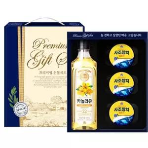프리미엄 오일세트 선물세트 해바라기씨유 기쁨3-1호해표카놀라유500mlx1병+사조참치85gx3캔 오일선물세트