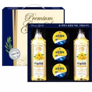 프리미엄 오일세트 선물세트 해바라기씨유 기쁨3호해표카놀라유500mlx2병+사조참치85gx3캔 오일선물세트 식