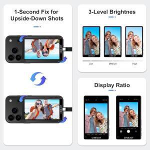 CineJoy M2 셀피 모니터 스크린 무지연 4K 120fps 카메라 아이폰 호환 17 16 15용 마이크 포트 포함 브이로