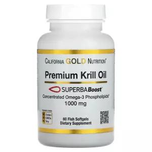 캘리포니아골드뉴트리션 프리미엄 크릴 오일 1000mg 60정 소프트젤 Premium Krill Oil Superba Boost
