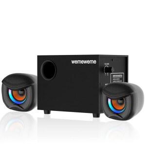 [미국배송] 위메메 컴퓨터 스피커 서브우퍼가 장착된 PC 데스크톱 PC용 2.1 게이밍 모니터 노트북 책상용 USB 전원 유선 3.5MM AUX