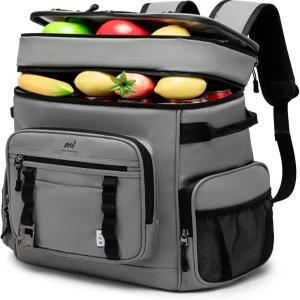 NOL 내추럴 라이프스타일 더블 덱 남녀용 대형 방수 단열 쿨러 백팩 32L/50캔 누수 방지 캠핑 하이킹 낚시