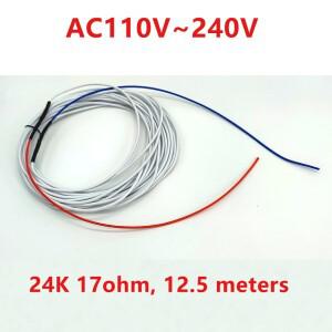 AC110V~240V 12.5m 가열 와이어(0.4m 콜드 와이어 포함) 전기 담요/가열 패드/바닥 매트/바닥 온난화용 조