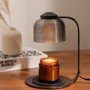 타이머 2 전구가 달린 플레임리스맨 캔들 워머 램프, 소이 캔들을 위한 사무실 주방 조리대 램프 홈 데코, 엄마 친구들을 선물 및 새 집(픽셀 아트 블랙 글래스)