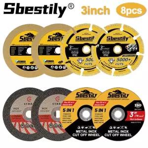 3인치그라인더날 8개 75mm 3인치 다이아몬드 절단 디스크 레진 톱날 휠 전문가용 앵글 그라인더 공구