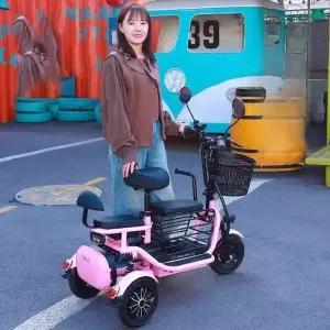 전동 세발 스쿠터 3인용 충전식 전동스쿠터 바구니 뒷좌석 픽업 어르신 전동카