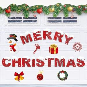 크리스마스 장식 차고 문 스티커 자석 21pcs 자기 메리 데칼 D