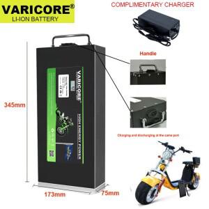 60V 20ah/30ah 방수 리튬 배터리 팩 16 스트링 18650 고전력 2400W 67.2V 충전기로 BMS 보호 내장