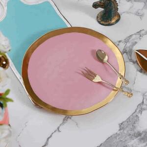 유럽식 유약 세라믹 금도금 서양 음식 접시 호텔 클럽 하우스 홈 인 홈스테이 과일