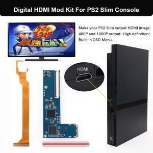 Hispeedido PS2 슬림 디지털 HDMI 호환 키트 모드 플레이스테이션 콘솔용 케이블 포함