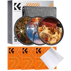 K&F 컨셉 82mm 스타 필터 키트 (3개) 4포인트 6포인트 8포인트 크로스 스크린 스타버스트 세트 -18 레이어 코팅 초슬림 광학 유리 카메라 렌즈 3개 클리닝 천 포함