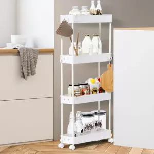 슬림트롤리4단 세탁실틈새 이동선반 미니 트레이 정리