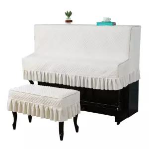 피아노커버 덮개 세트 건반 먼지 레이스 자수 의자커버