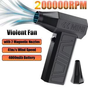 미니 소형 터보 제트 팬 전기 공기 먼지 떨이 조정 가능 풍속 무선 폭력 송풍기 PC 자동차 청소용 Type-C
