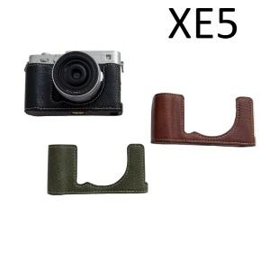 가죽 카메라 하프 케이스 베이스 커버 후지필름 XE5용 하단 가방 휴대용 보호 어깨끈 포함