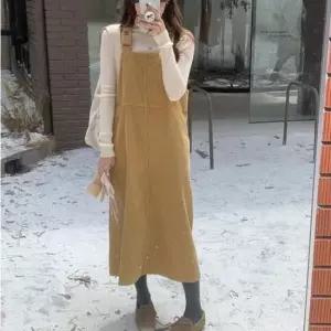 원피스 코듀로이 멜빵 138 루즈핏 캐주얼 오버롤 데일리 스커트 치마 골덴