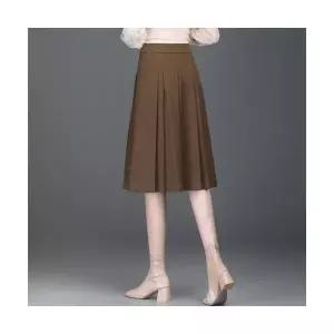 치마 여성 가을 쉬폰 A라인 플리츠 중기장 시폰 하이웨스트 슬림핏 우산 BE3