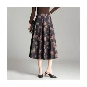 스커트 가을 여친 쉬폰 시폰 플리츠 중기장 A라인 우산 하이웨스트 BE3