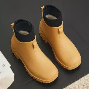 남자 캐주얼 겨울 첼시 스타일 방한 레인부츠 털 장화 레인부츠 갯벌장화 주방화 방수부츠