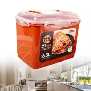 [콩심팥심]김치용기 스텐김치통 누름통 참숯 진공 누름독 16.5L